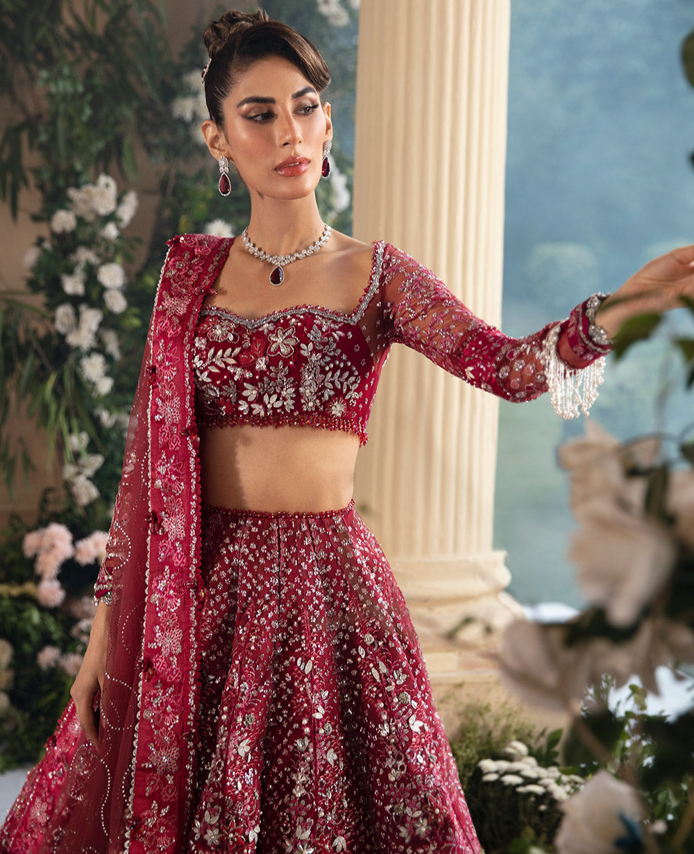 Elara – Maroon Enchanté Bridal Set