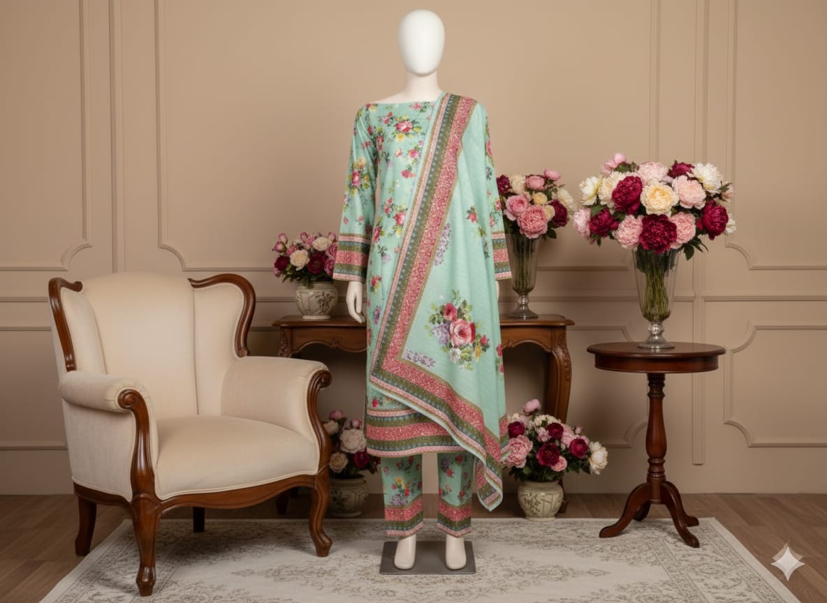 Digital Printed Khaddar 3 Piece