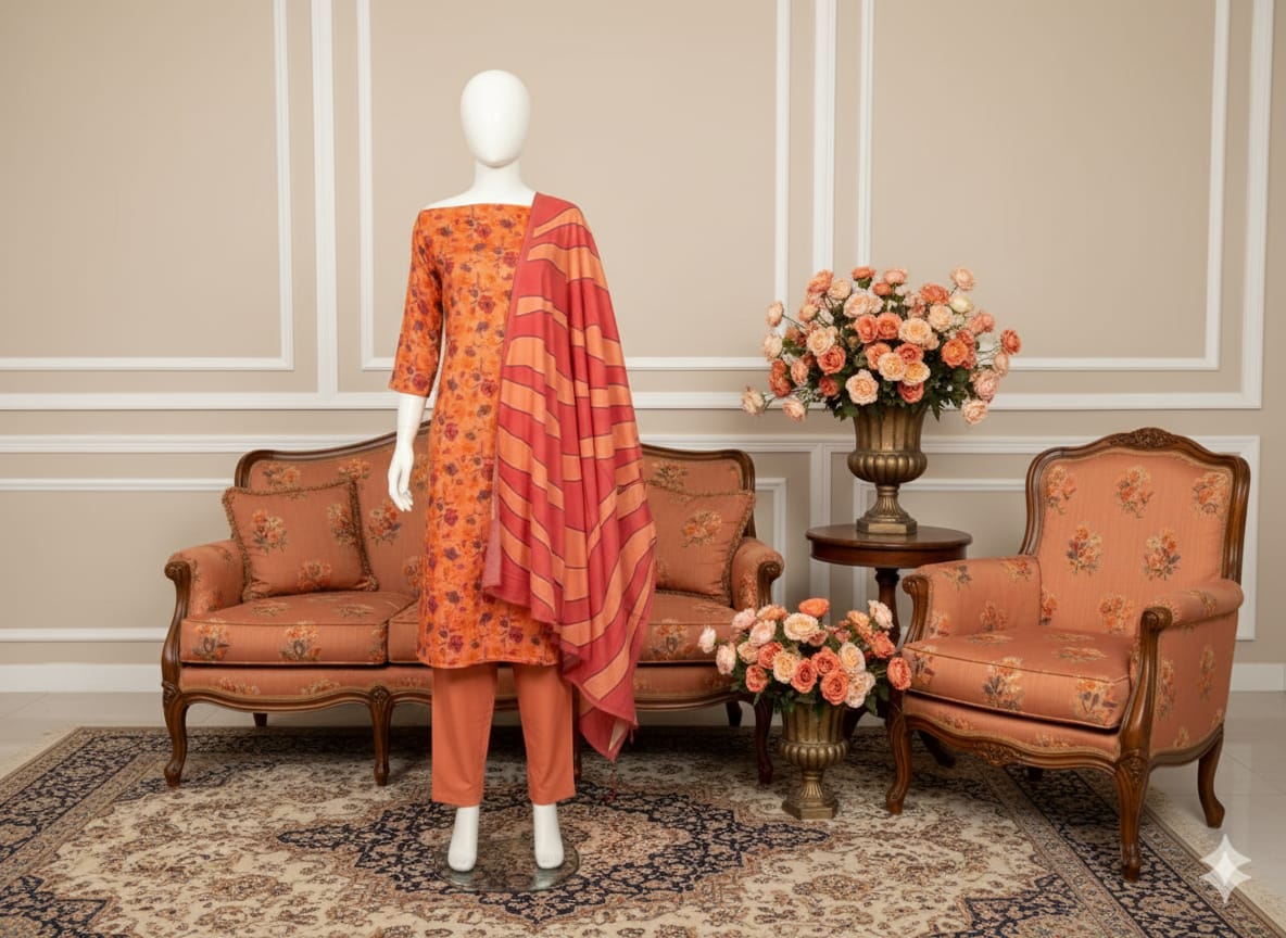 Digital Printed Linen 3 Piece