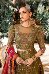 Maria.B – D6 (Olive Green & Maroon Organza)
