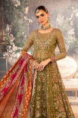 Maria.B – D6 (Olive Green & Maroon Organza)