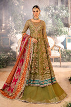 Maria.B – D6 (Olive Green & Maroon Organza)