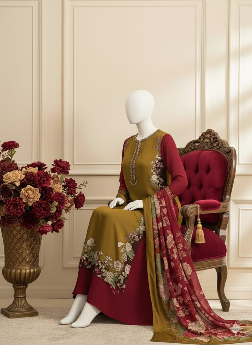 Double Shaded Premium Silk 3 Piece D9