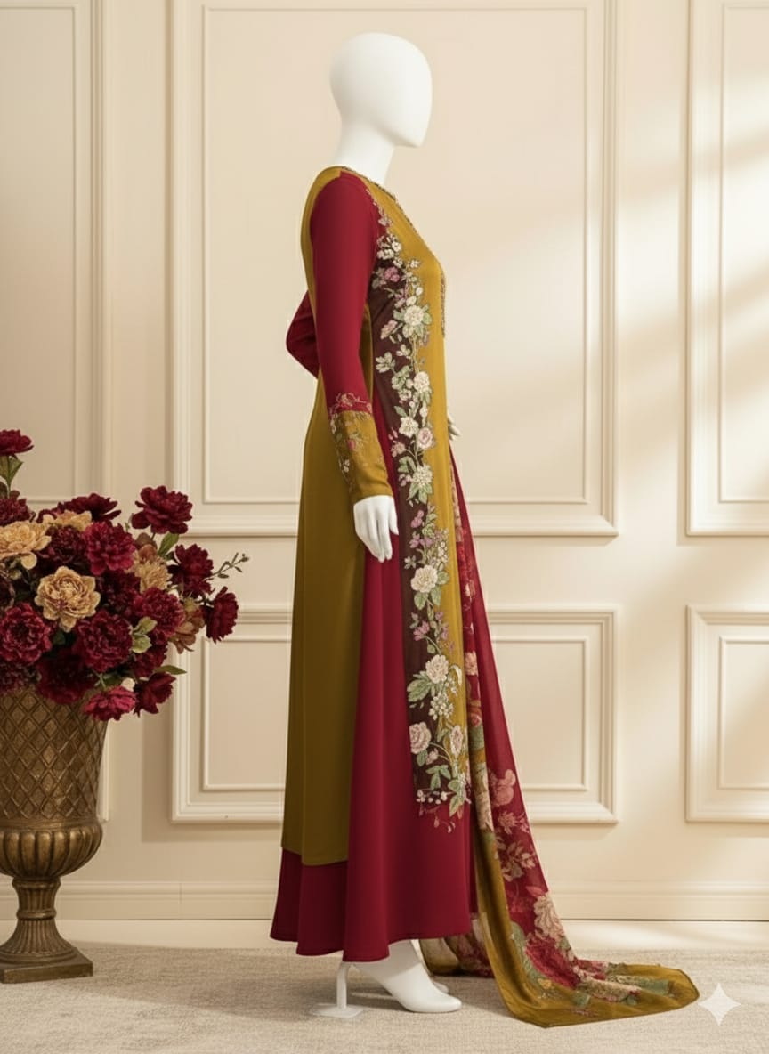 Double Shaded Premium Silk 3 Piece D9