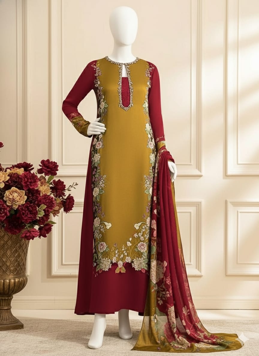 Double Shaded Premium Silk 3 Piece D9