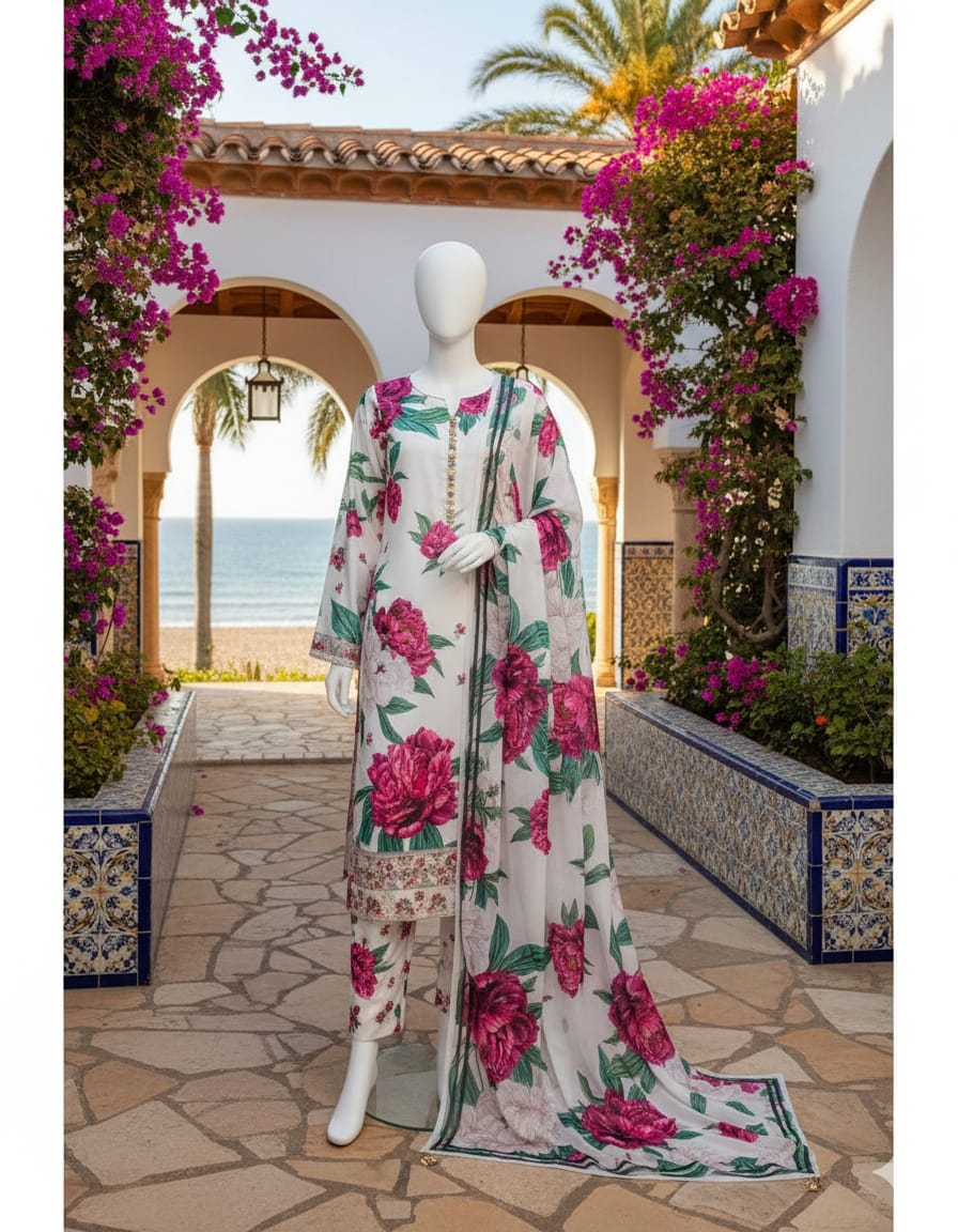 Double Shaded Premium Silk 3 Piece D6