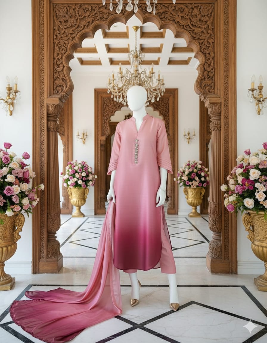 Double Shaded Premium Silk 3 Piece D7