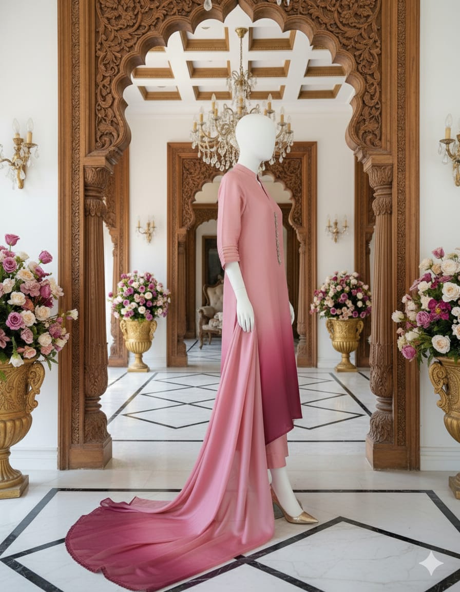 Double Shaded Premium Silk 3 Piece D7