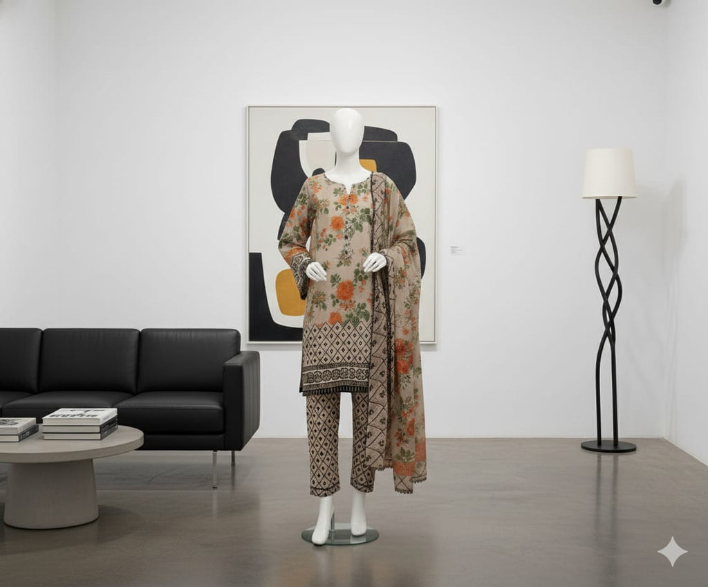 Digital Printed 3pc Karandi D8