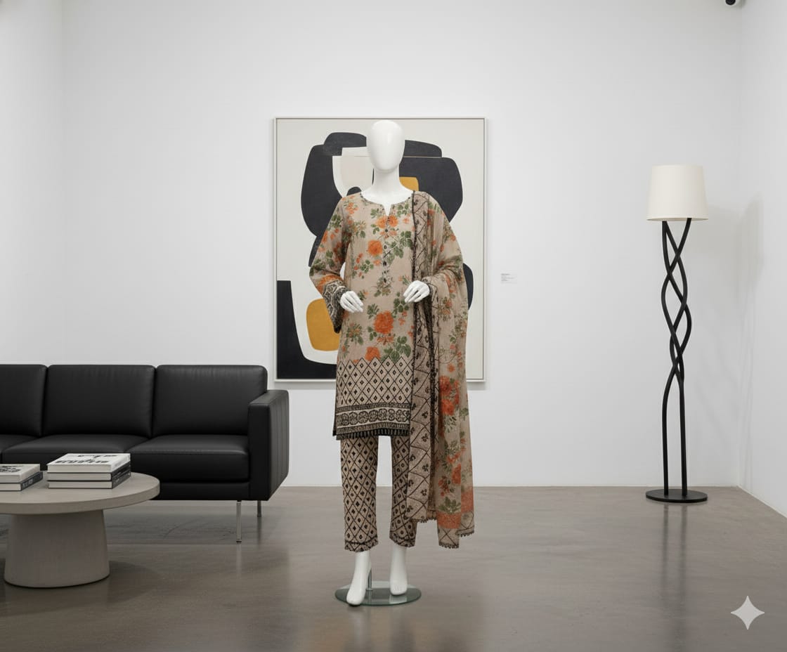 Digital Printed 3pc Karandi D8