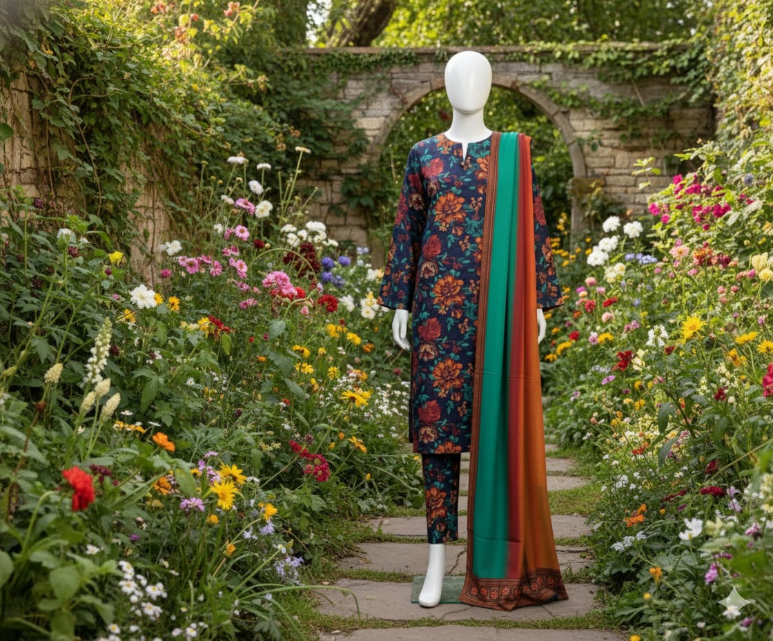 Digital Printed 3pc Karandi D1