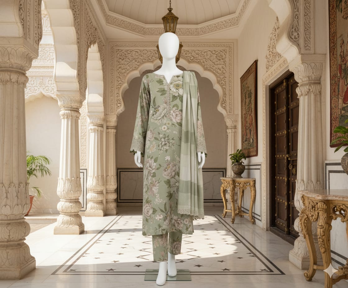 Digital Printed 3pc Karandi D2