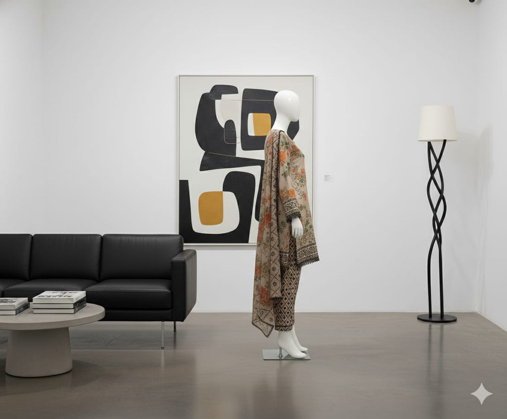 Digital Printed 3pc Karandi D8