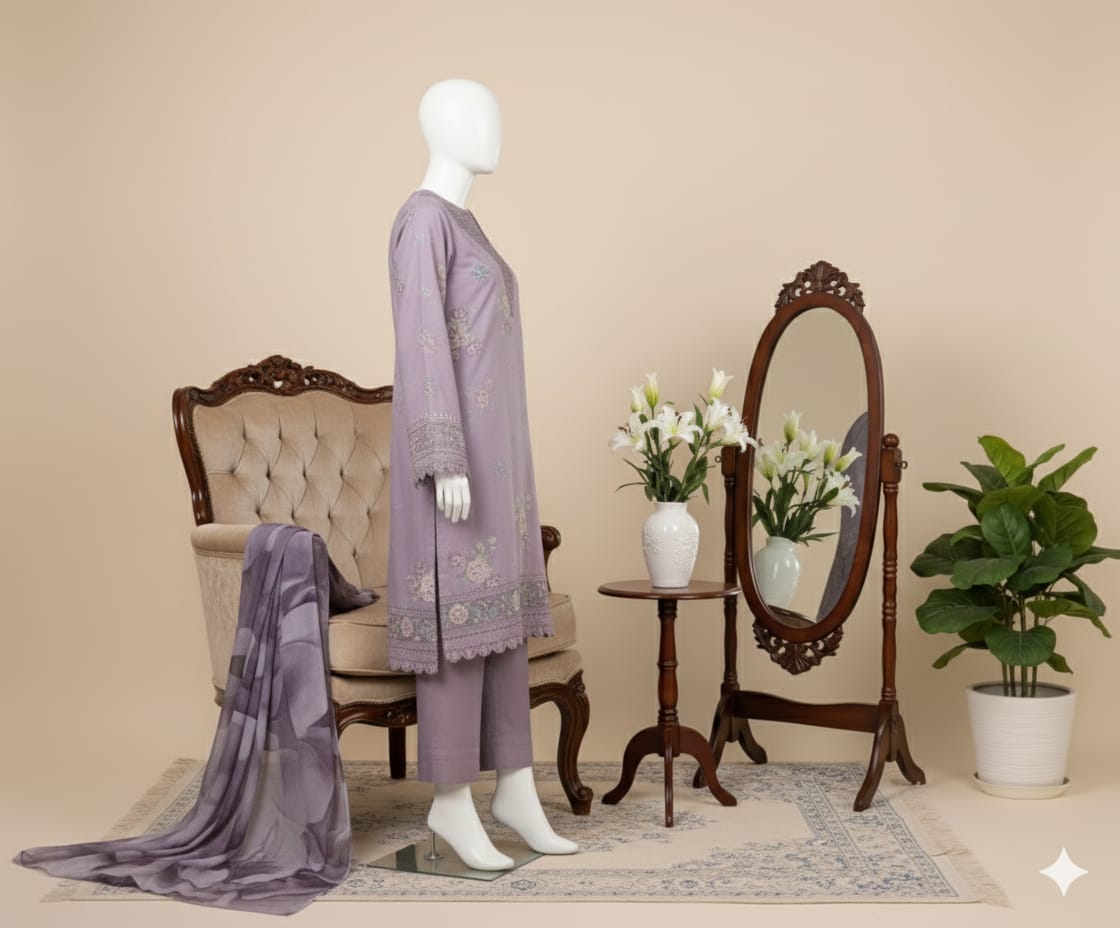 Digital Printed 3pc Karandi D4