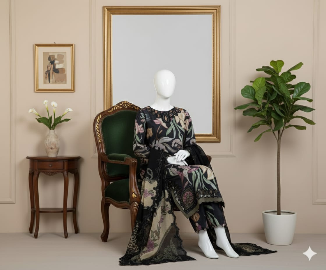 Digital Printed 3pc Karandi D6