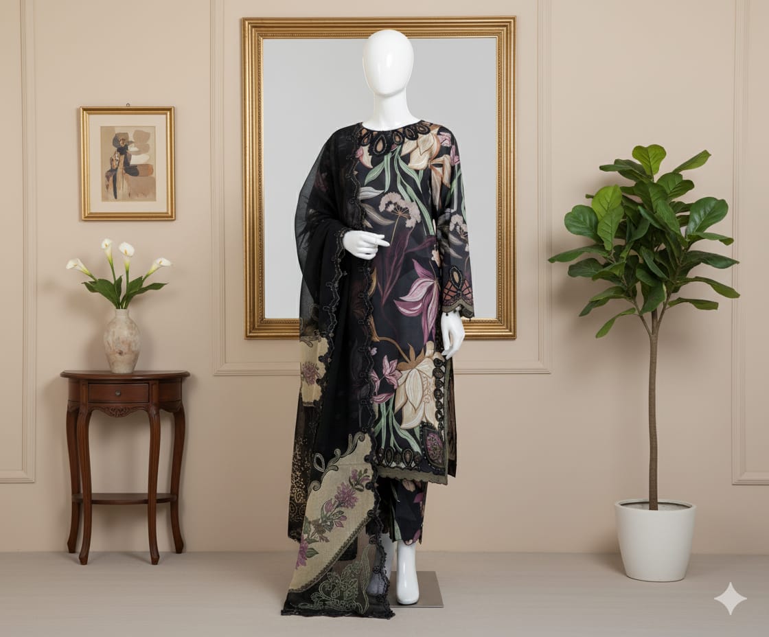 Digital Printed 3pc Karandi D6