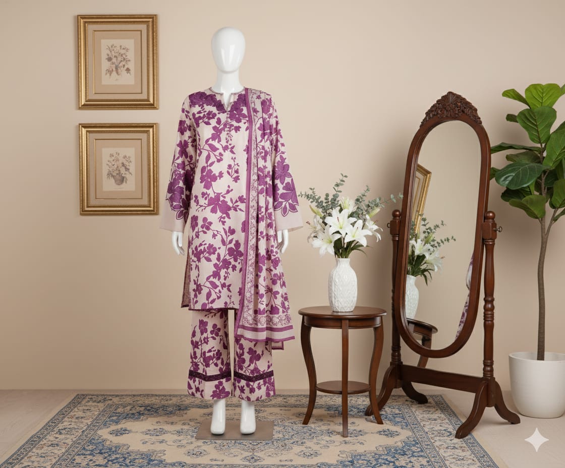 Digital Printed 3pc Karandi D3