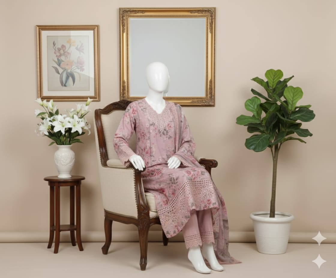 Digital Printed 3pc Karandi D7