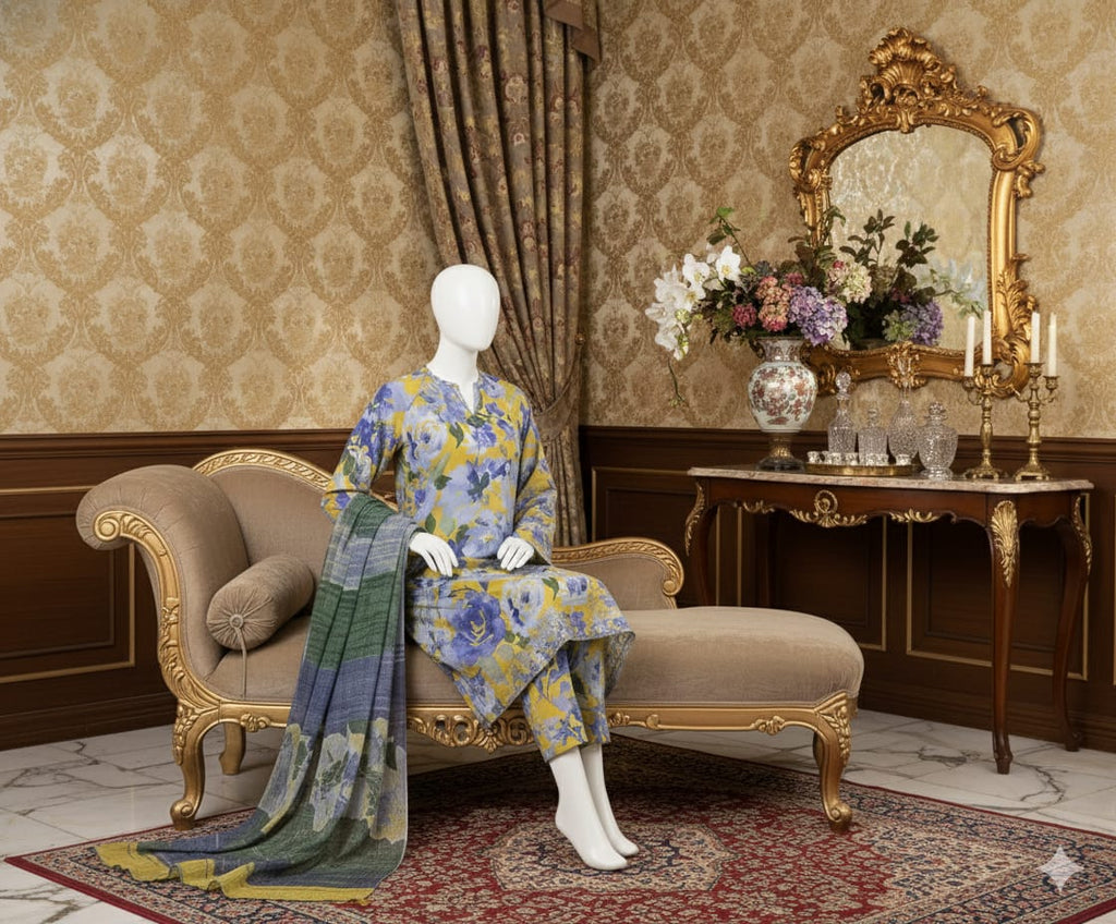 Digital Printed 3pc Karandi D5