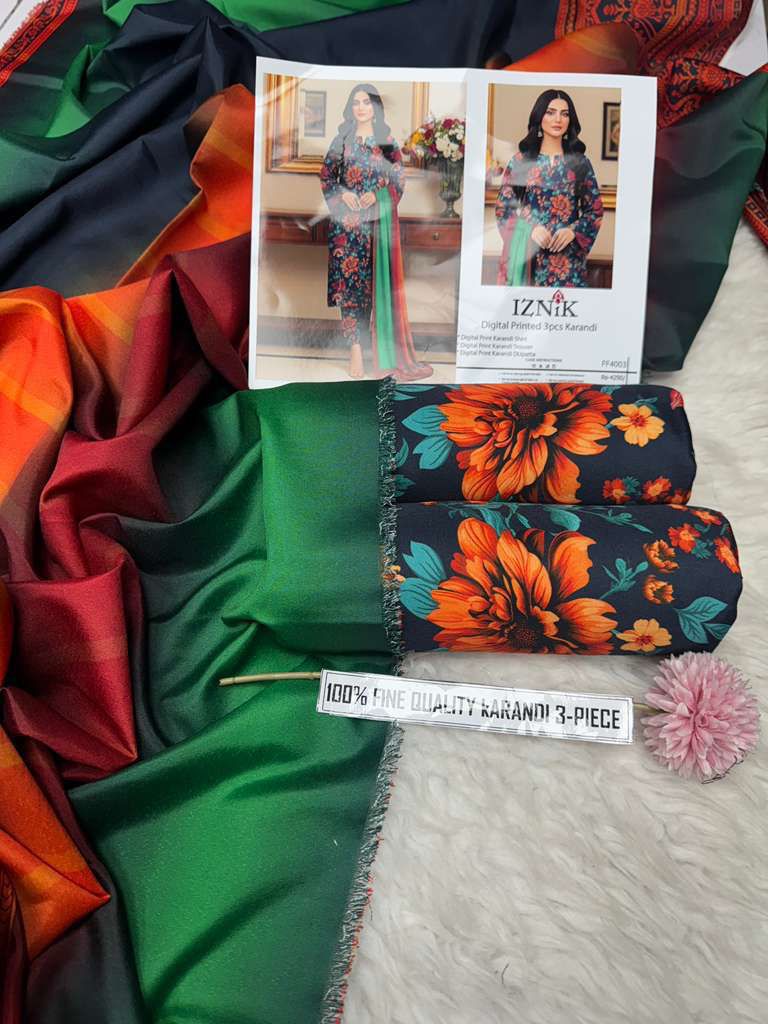 Digital Printed 3pc Karandi D1