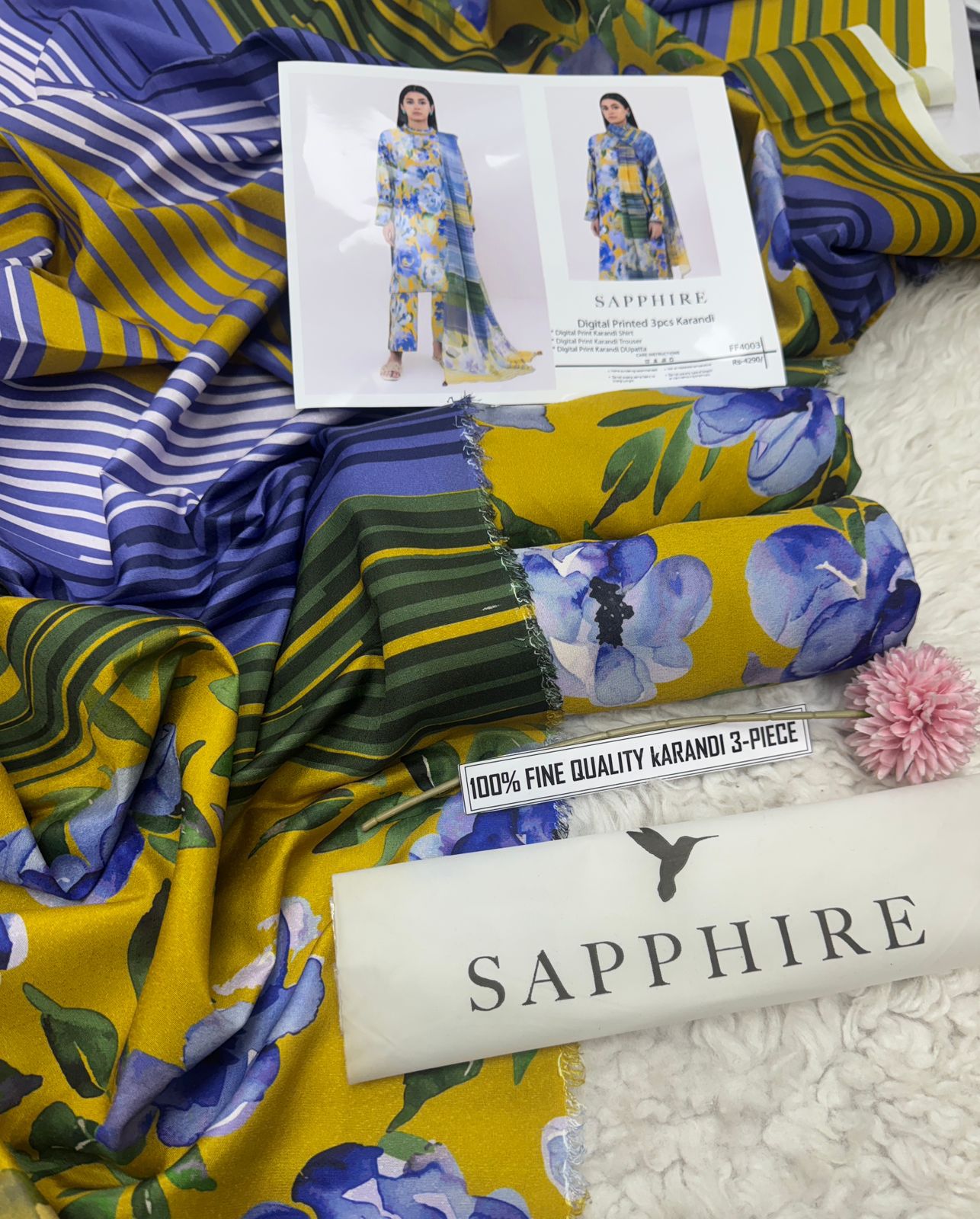Digital Printed 3pc Karandi D5