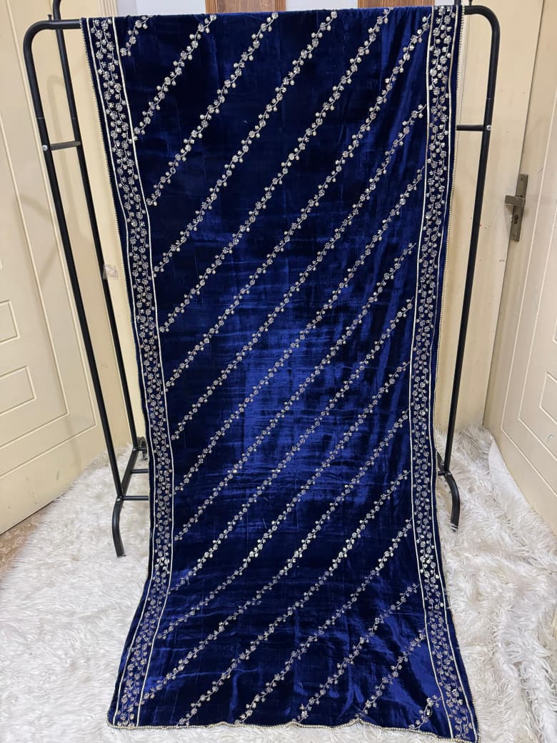 Embroidered Velvet Shawl