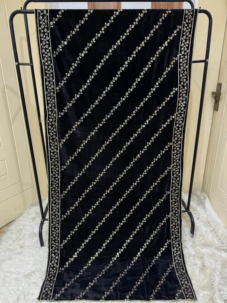 Embroidered Velvet Shawl