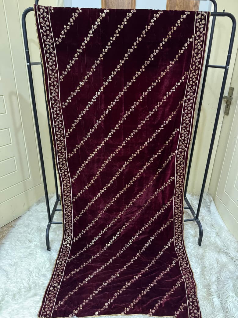 Embroidered Velvet Shawl
