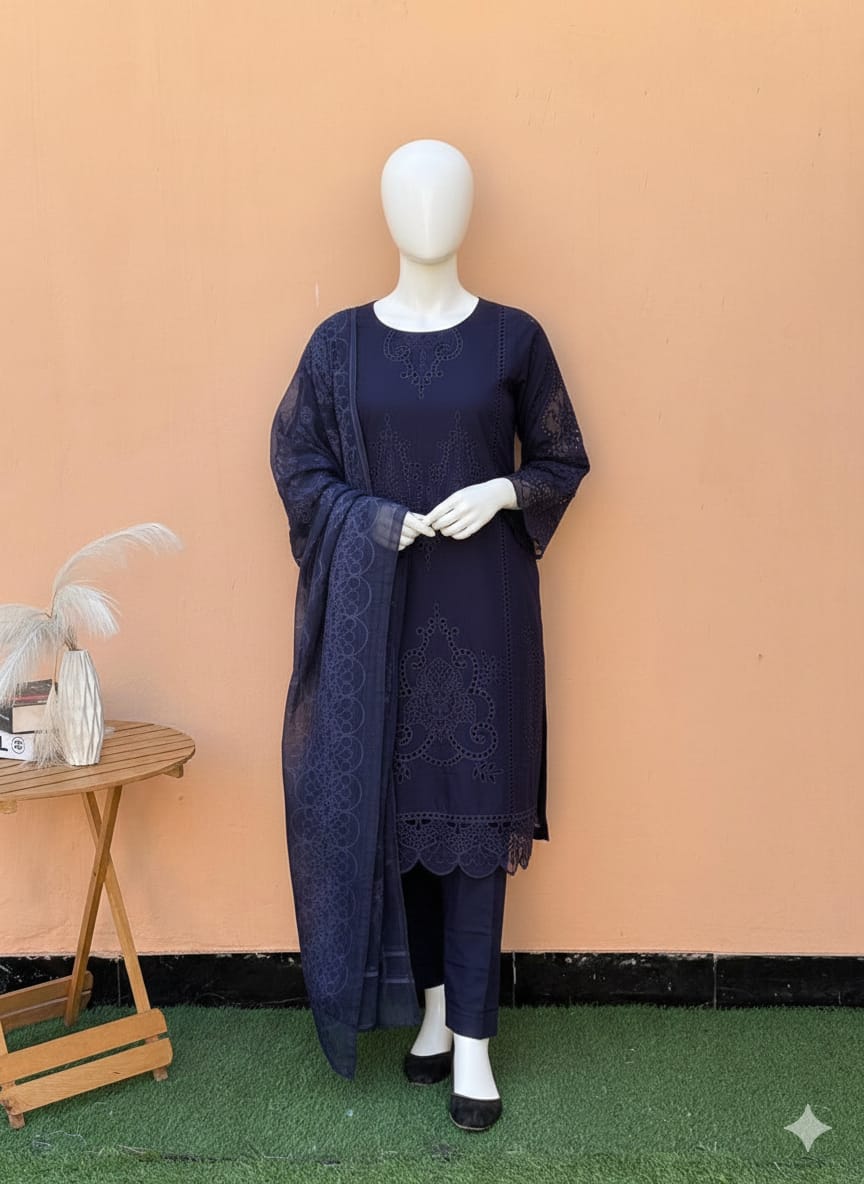 Stitched Luxury Lawn 3pc 6666