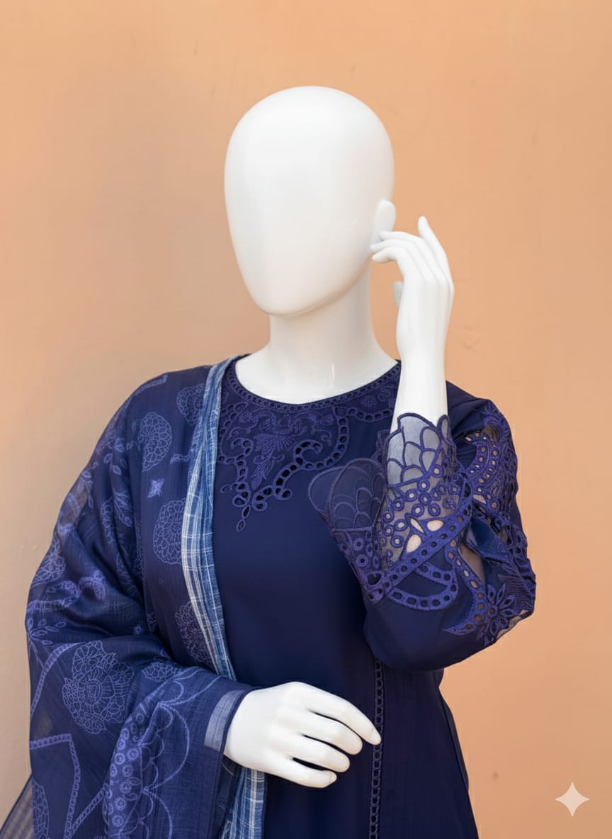 Stitched Luxury Lawn 3pc 6666