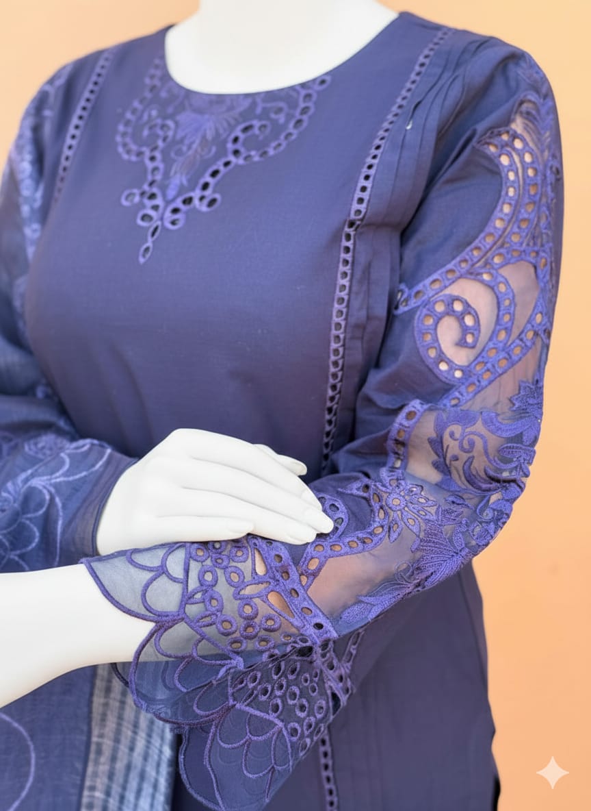 Stitched Luxury Lawn 3pc 6666