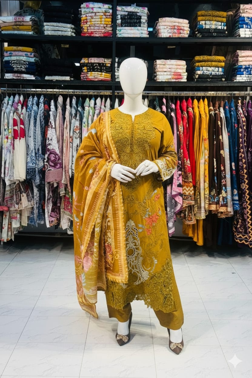 Stitched Luxury Lawn 3pc 5728