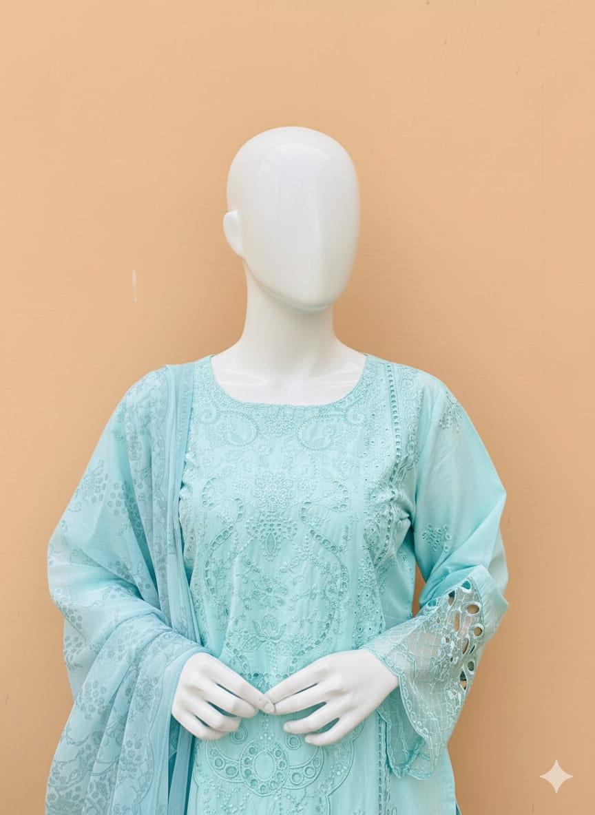 Stitched Luxury Lawn 3pc 6668