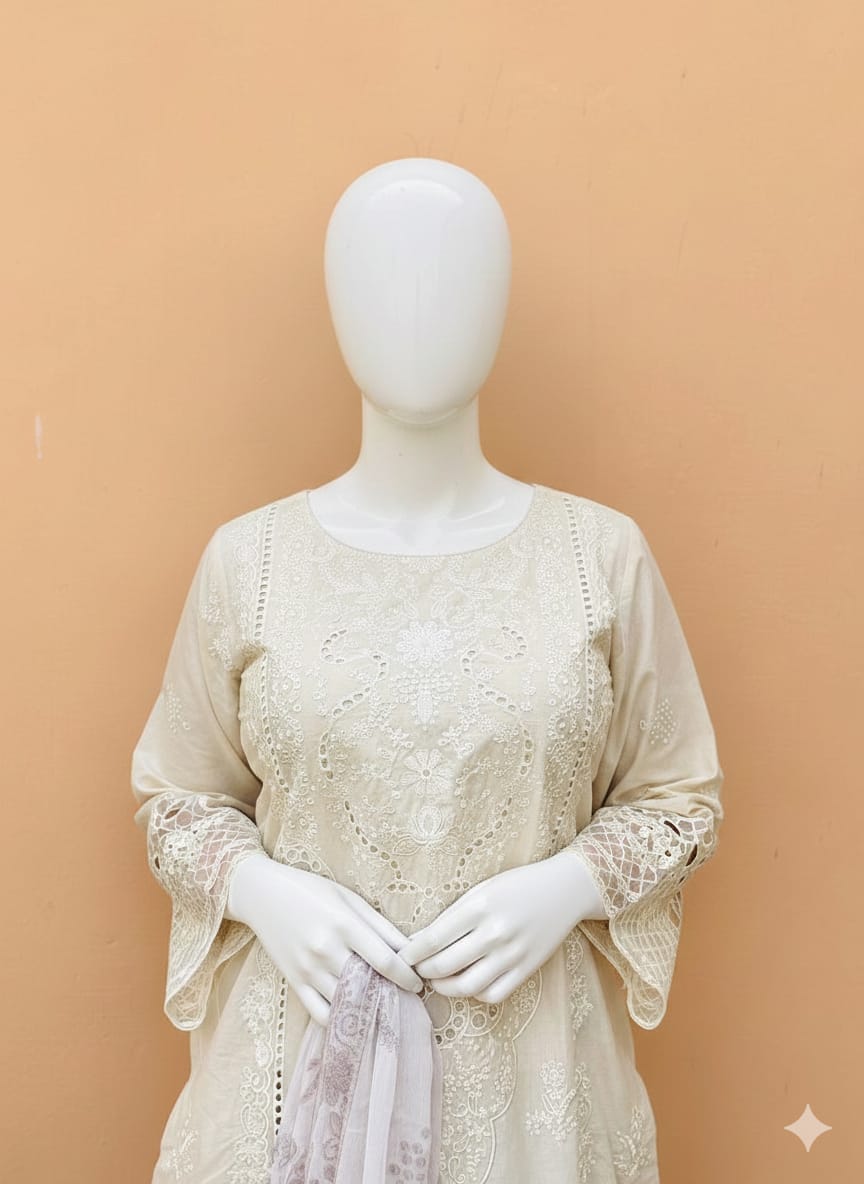 Stitched Luxury Lawn 3pc 6669