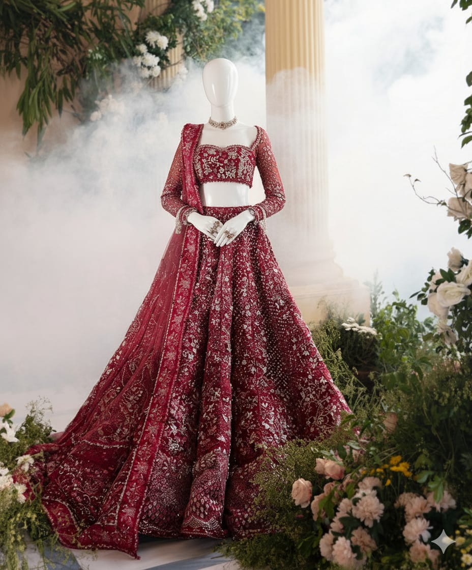 Elara – Maroon Enchanté Bridal Set