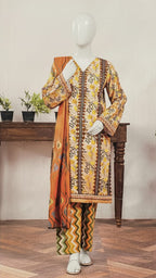 Digital Printed Khaddar 3 Piece Suit D6
