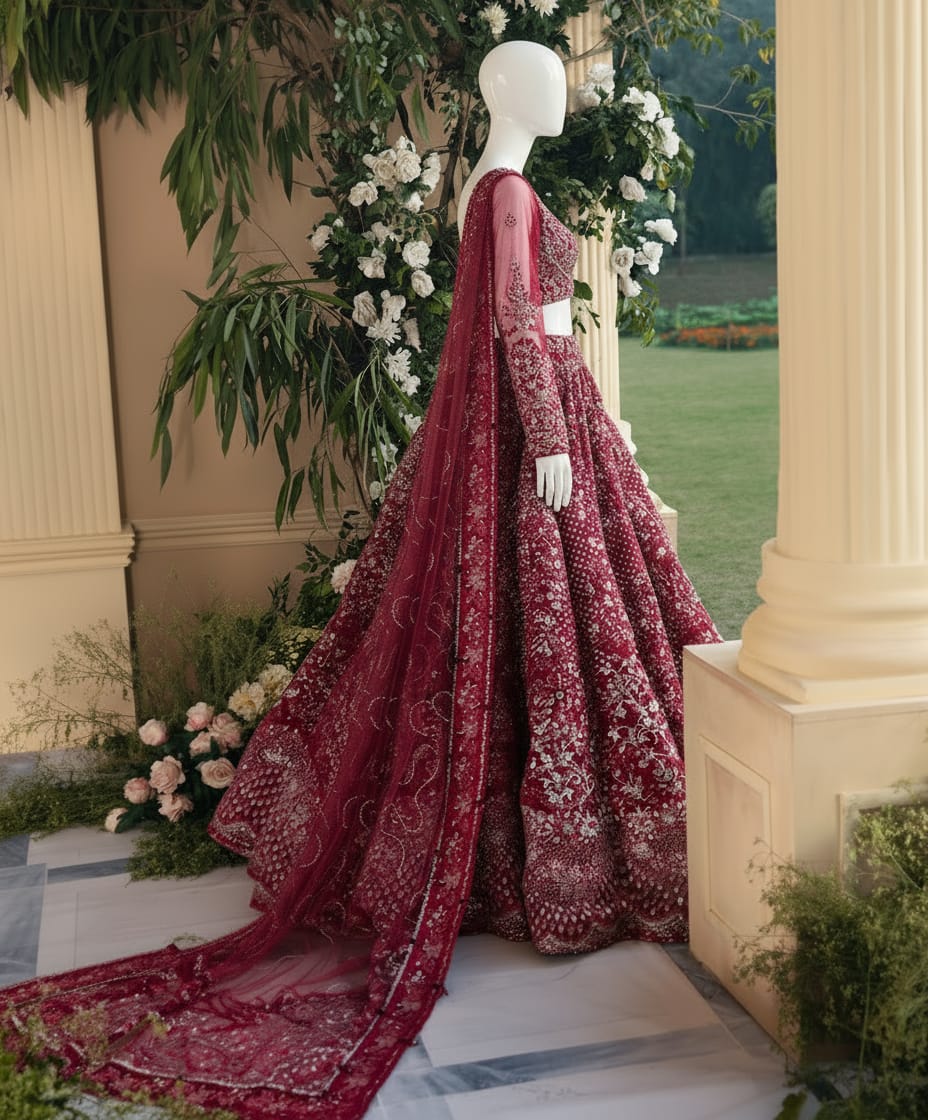 Elara – Maroon Enchanté Bridal Set