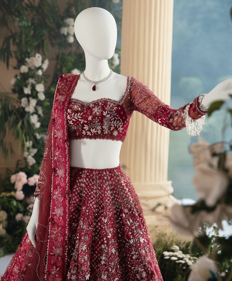 Elara – Maroon Enchanté Bridal Set