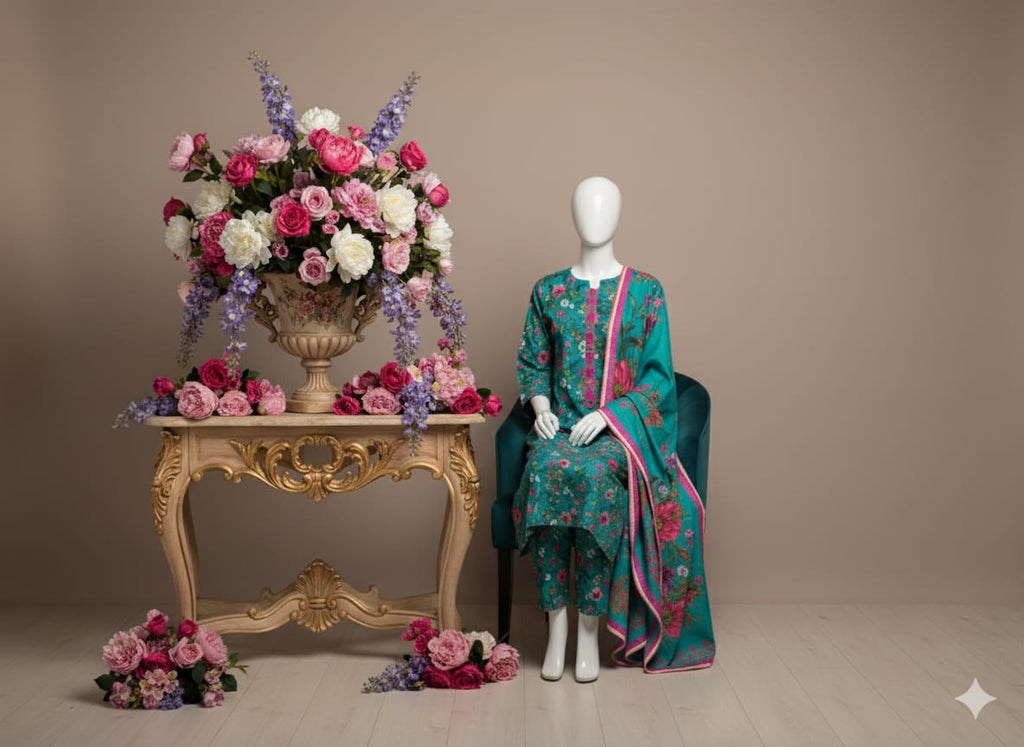 Digital Printed Khaddar 3 Piece Suit D10