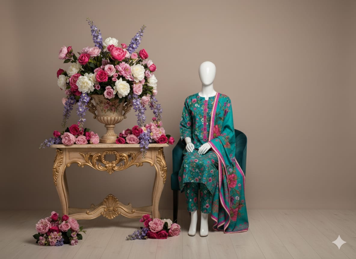 Digital Printed Khaddar 3 Piece Suit D10