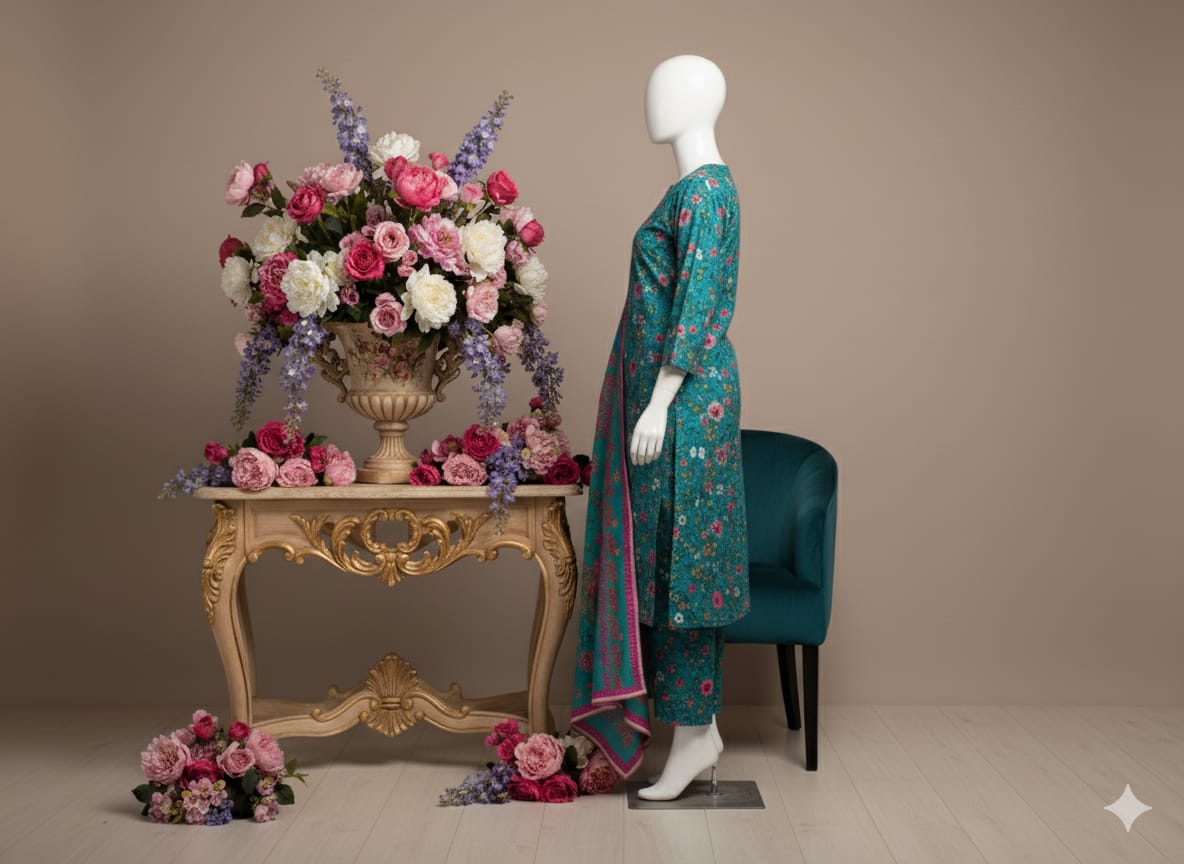 Digital Printed Khaddar 3 Piece Suit D10