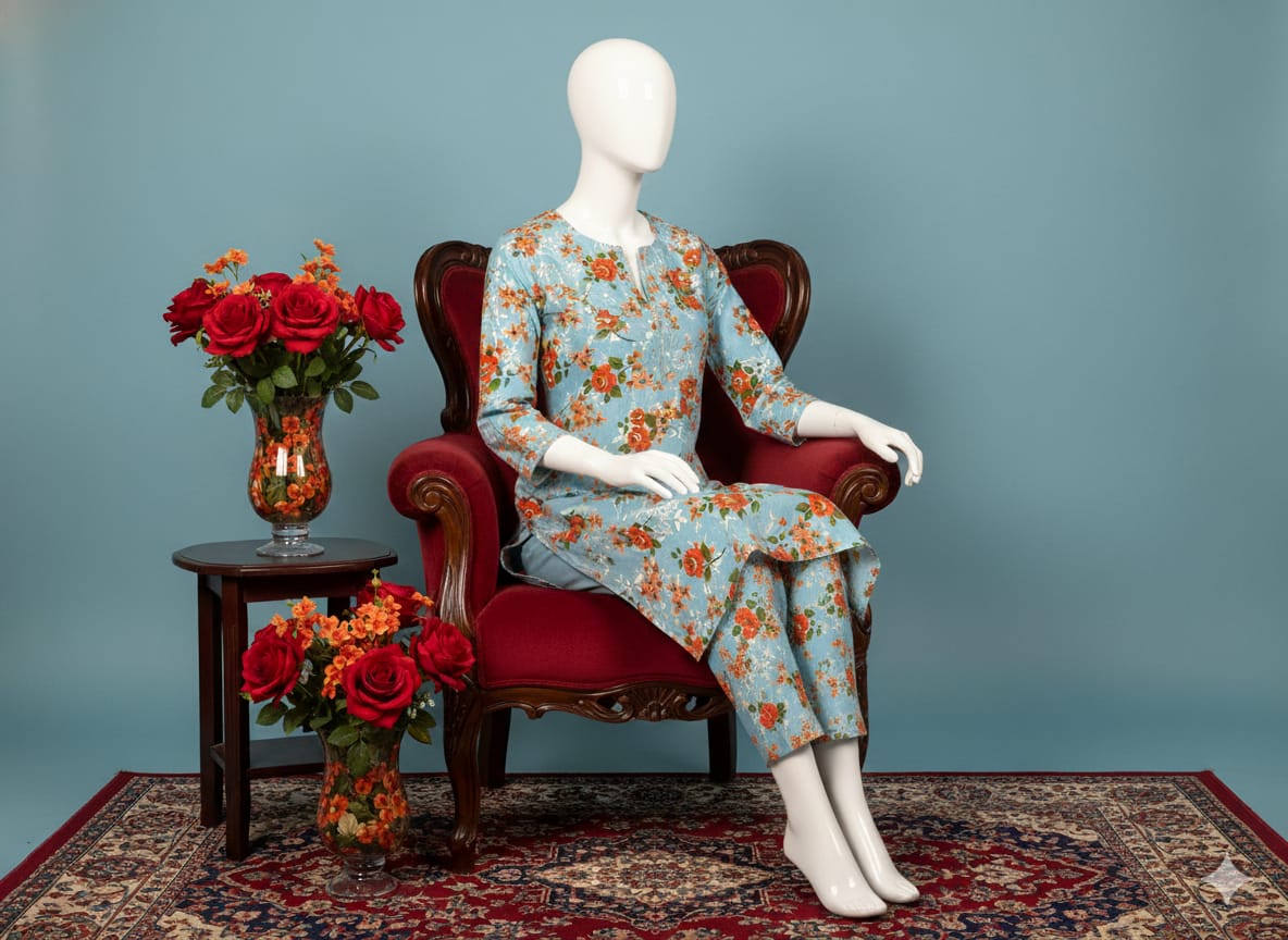 Digital Printed Khaddar 2 Piece Suit D12