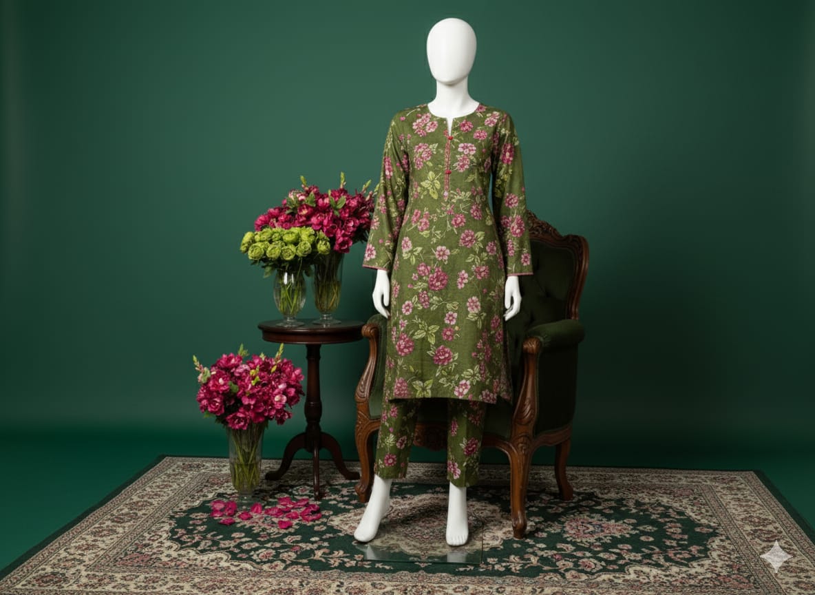 Digital Printed Khaddar 2 Piece Suit D8