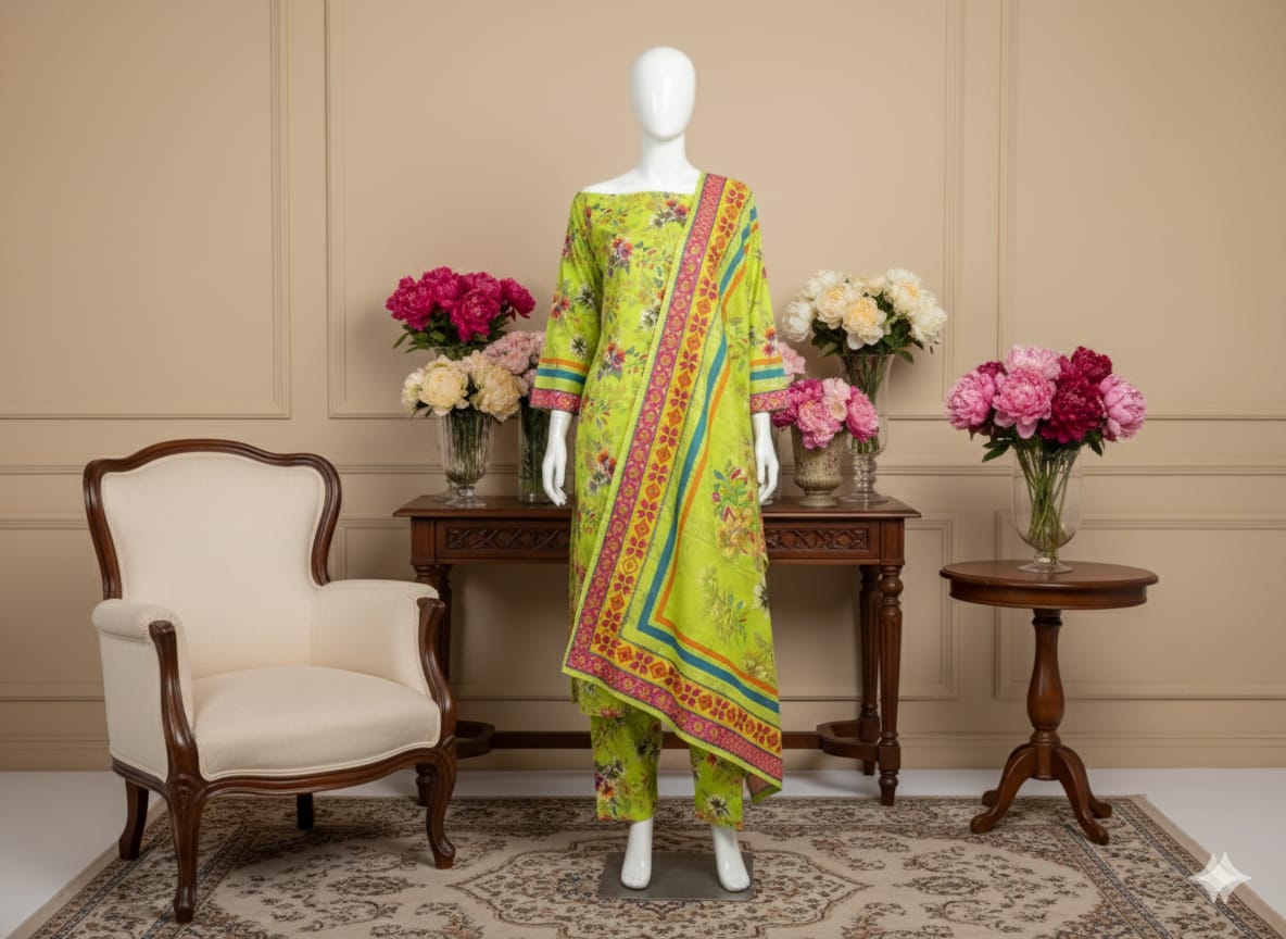 Digital Printed Khaddar 3 Piece Suit D7