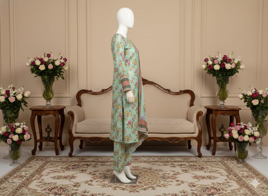 Digital Printed Khaddar 3 Piece Suit D8