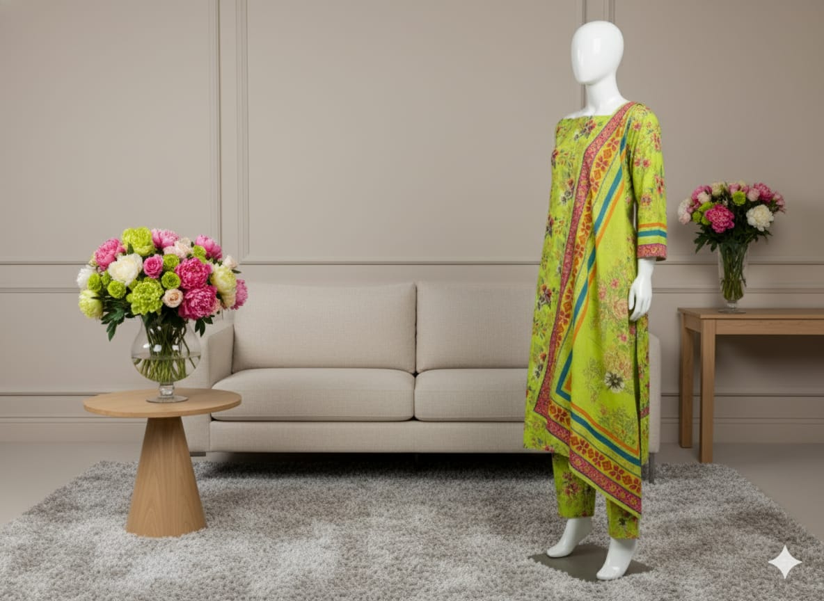 Digital Printed Khaddar 3 Piece Suit D7