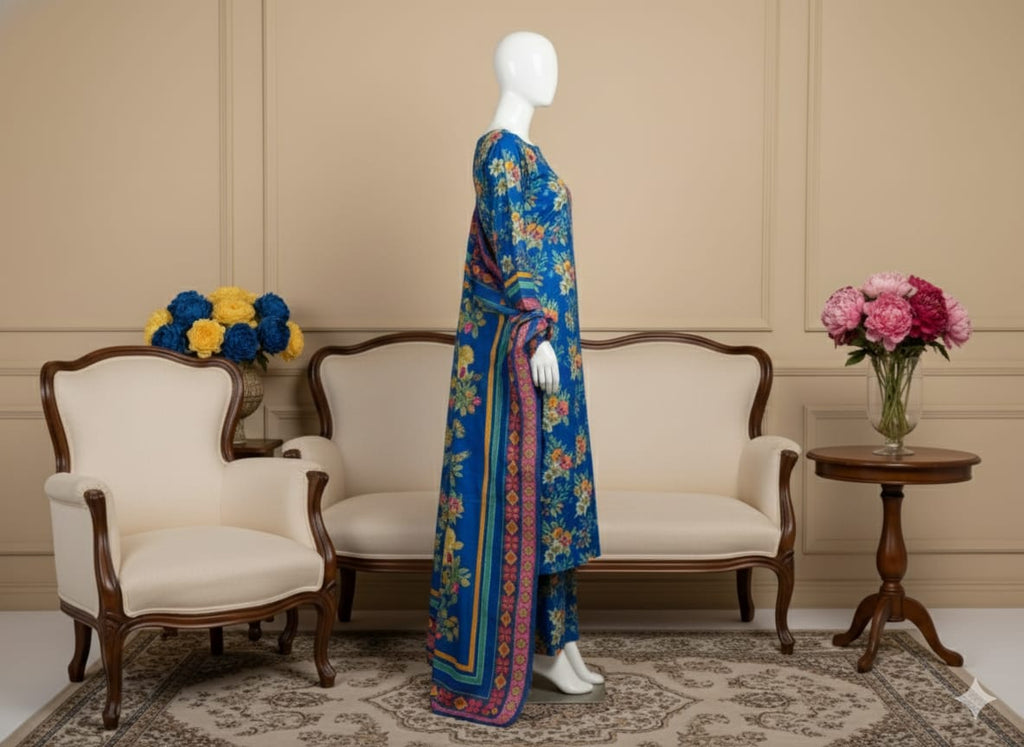 Digital Printed Khaddar 3 Piece Suit D9