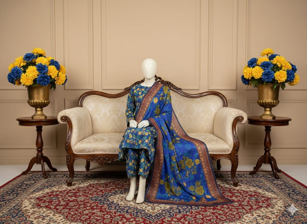 Digital Printed Khaddar 3 Piece Suit D9