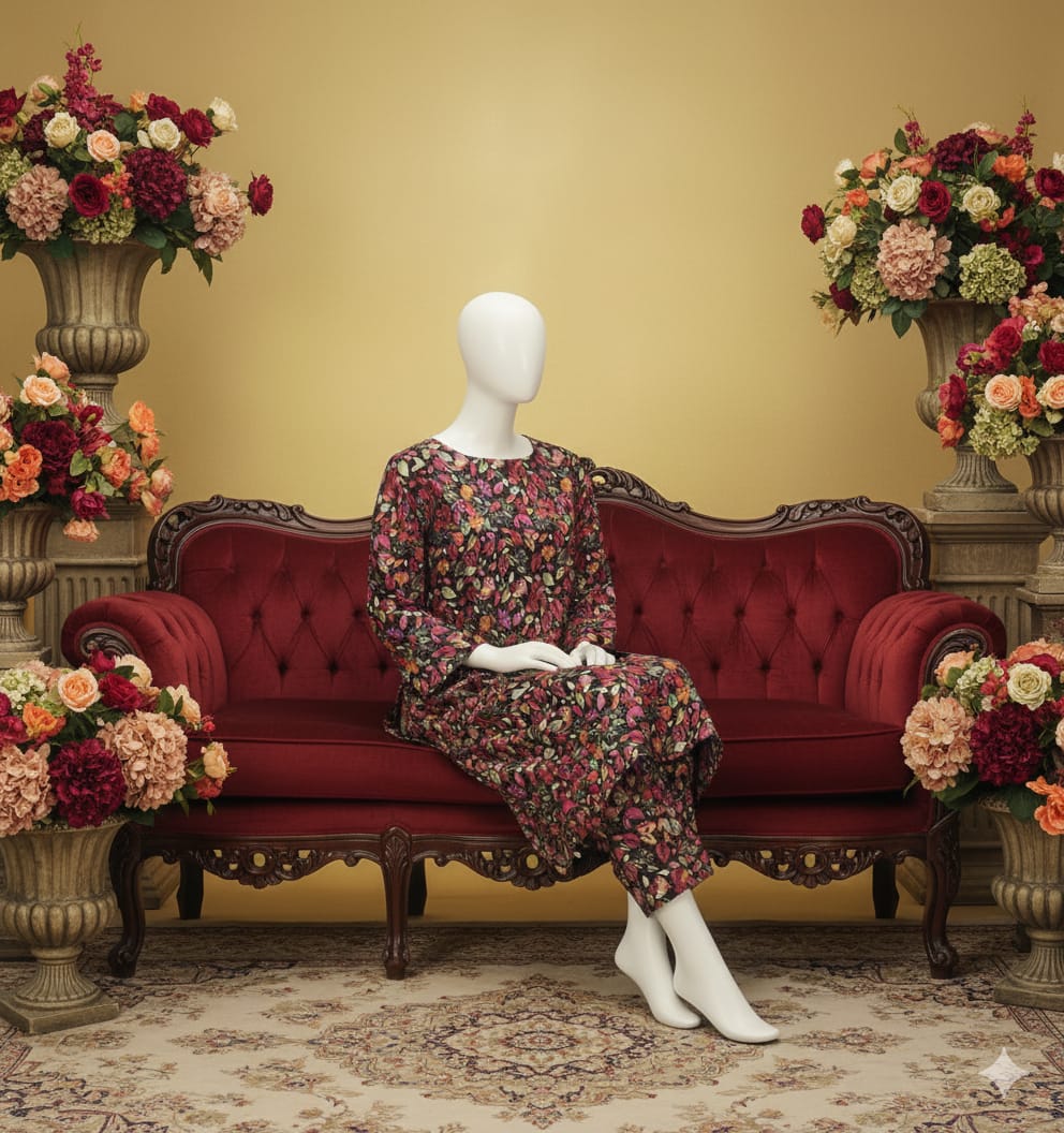 Digital Printed Khaddar 2 Piece Suit D2