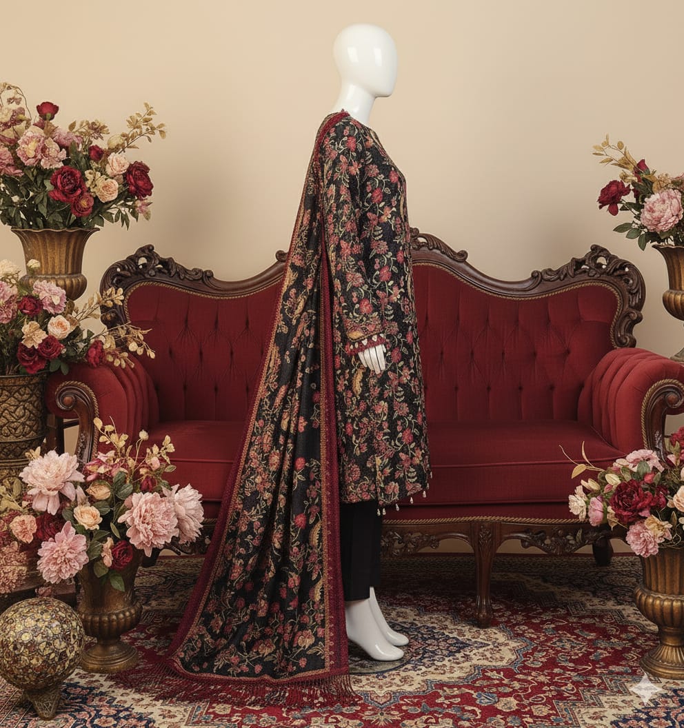 Digital Printed Khaddar 3 Piece Suit D3